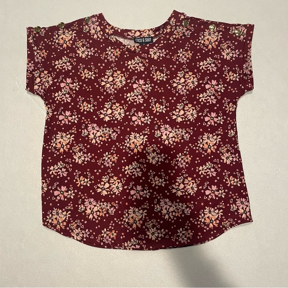 Coco & Shay blouse maroon with flowers, XL